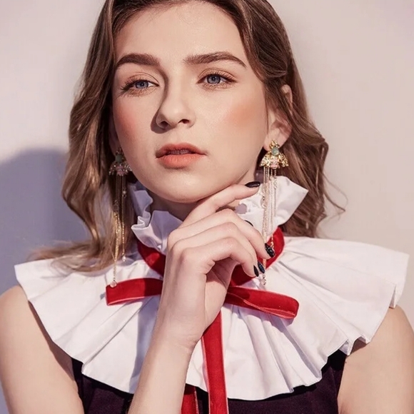 🐝 🌟  Betsey Johnson Bumble Bee Multi-Chain Tassel Earrings Pink Gold - Picture 4 of 8